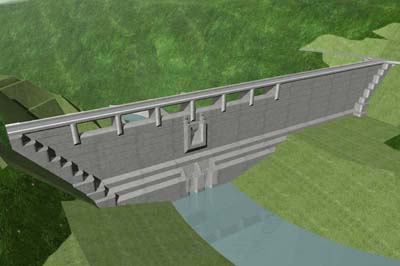 辰巳ダムのデザインイメージ（上流面）