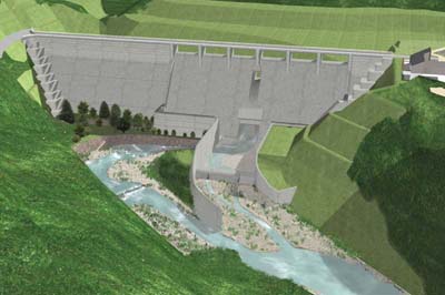 辰巳ダムのデザインイメージ（下流面）