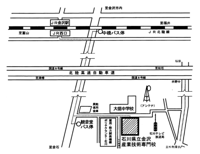石川県立金沢産業技術専門校の拡大地図