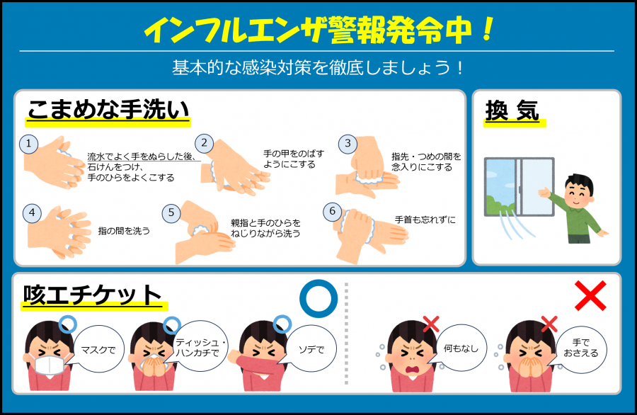 インフルエンザ警報継続
