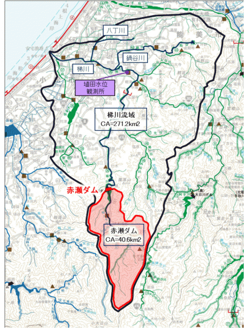 赤瀬ダム位置図