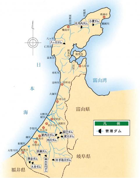 石川のダム位置図