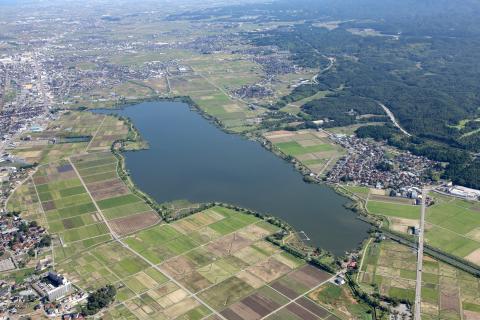 木場潟公園の空撮写真