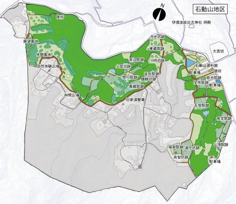 石動山地区の平面図