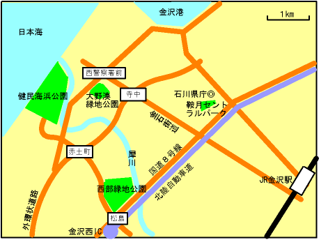 大野湊緑地公園への交通マップ