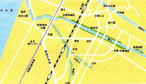 犀川緑地への交通マップ