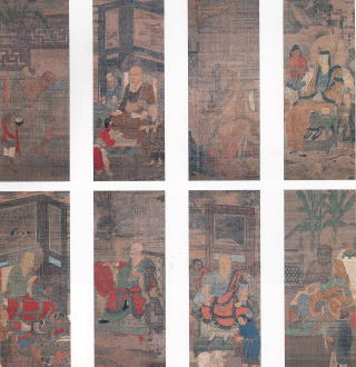 絹本著色明画十六羅漢図（16幅）の写真