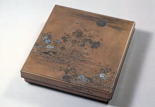 秋月野景蒔絵硯箱