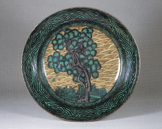 古九谷青手樹木図平鉢