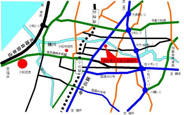 南加賀土木総合事務所の案内図