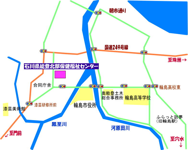 能登北部保健福祉センターアクセス地図  クリックすると拡大