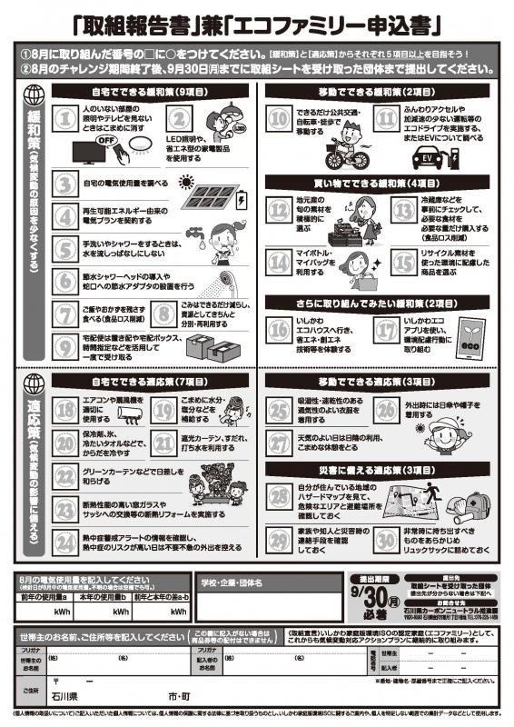 気候変動対応アクションプラン2024取組シート裏