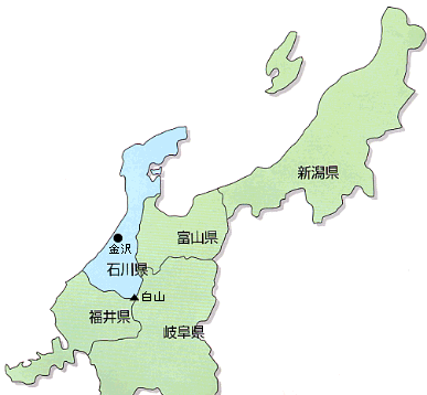 石川県の位置を示した地図