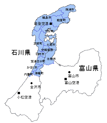 能登半島地域の地図